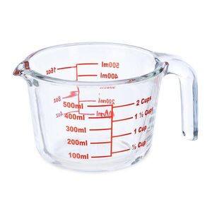 Relaxdays ODMĚRKA Transparentní Červená borosilikátové sklo 500 ml obraz
