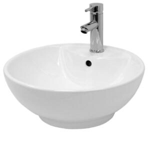 ECD-Germany UMYVADLO Ø 455 x 185 mm, kulaté, keramické, bílé, se stahovací sadou, stříbrné obraz