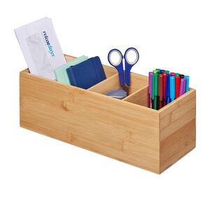 Relaxdays ORGANIZÉR Přírodní bambus 4-přihrádky 12x35x14 cm obraz