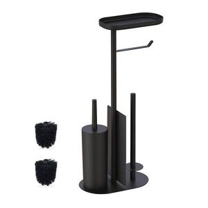Relaxdays WC-SOUPRAVA Černá kovová s poličkou 65 cm obraz