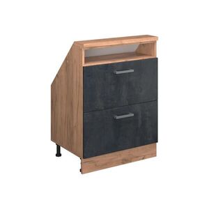 Vicco KUCHYŇSKÁ SKŘÍŇKA POD ŠIKMOU STŘECHU R-Line Černý beton 60 cm se 2 zásuvkami obraz