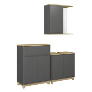 Vicco KOUPELNOVÝ NÁBYTEK Livia, Antracit/Dub, 3dílná obraz