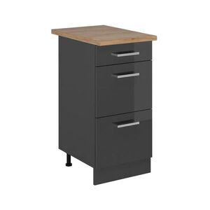 Vicco SPODNÍ SKŘÍŇKA KUCHYŇSKÉ LINKY R-Line Antracitový vysoký lesk 40 cm se zásuvkami, PD Dub obraz