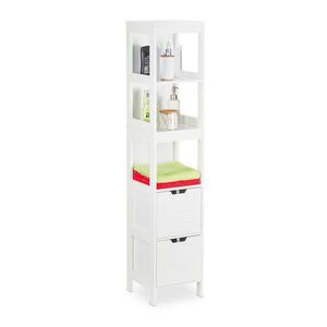 Relaxdays SKŘÍŇKA Bílá koupelnová MDF 2 zásuvky 144 cm obraz