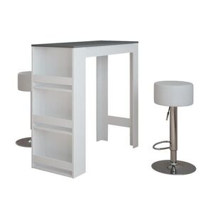 Vicco STOJACÍ BAROVÝ STŮL SE ŽIDLEMI Repose Bílá/antracitová 45 x 110 cm se 2 barovými stoličkami obraz