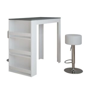 Vicco STOJACÍ BAROVÝ STŮL SE ŽIDLEMI Repose Bílá/antracitová 57 x 117 cm se 2 barovými stoličkami obraz