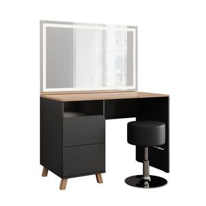 Vicco TOALETNÍ STOLEK Karen Antracit/Artisan 110 cm se stoličkou a zrcadlem LED obraz