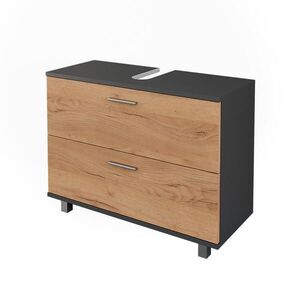 Vicco TOALETNÍ SKŘÍŇKA PRO UMYVADLO Ilias Zlatý dub power/antracit 80.2 x 60.8 cm se 2 zásuvkami obraz