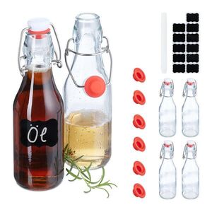 Relaxdays LÁHVE Čiré 6ks-set sklo 250 ml pákový uzávěr obraz