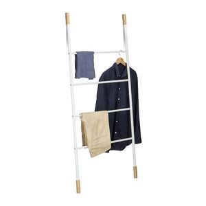 Relaxdays ŽEBŘÍK Bílý na ručníky 4 příčky kov bambus 150 cm obraz