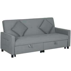 HOMCOM ROZKLÁDACÍ SOFA, 3místná pohovka, rozkládací pohovka s vysouvací postelí, šedá obraz