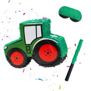 Relaxdays PIŇATA Tmavě-zeleno-červená traktor 3-dílná-sada obraz