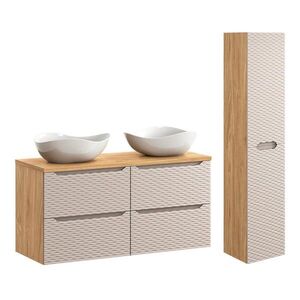 Petits-meubles KOUPELNOVÝ NÁBYTEK 120cm Elora 2er-Set Béžová a dřevo obraz