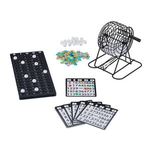 Relaxdays BINGO-HRA Černá Bílá Vícebarevná sada s tombola bubnem obraz