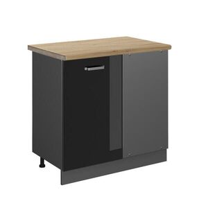 Vicco ROHOVÁ SKŘÍŇKA R-Line Černý vysoký lesk 86 cm , PD Dub obraz