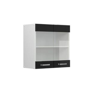 Vicco SKLENĚNÁ KUCHYŇSKÁ SKŘÍŇKA R-Line Černý vysoký lesk 60 cm obraz
