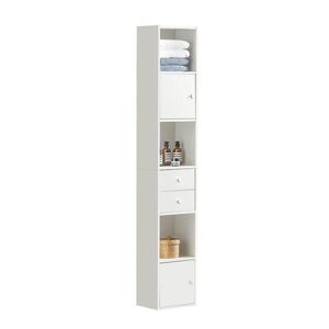SoBuy VYSOKÁ KOUPELNOVÁ SKŘÍŇKA se 2 zásuvkami Bílá 33x24x188cm Minimalistický obraz