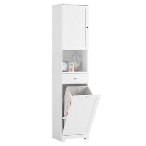 SoBuy VYSOKÁ KOUPELNOVÁ SKŘÍŇKA s jedním zásuvkovým polem Bílá 40x38x180cm Minimalistický obraz