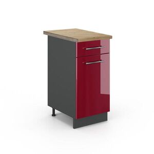 Vicco SPODNÍ SKŘÍŇKA KUCHYŇSKÉ LINKY Fame-Line Bordó červená vysoký lesk 40 cm , PD Dub obraz