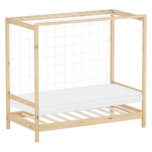 ML-DESIGN DĚTSKÁ POSTEL ve tvaru fotbalové brány s matrací 80 x 160 cm, přírodní obraz