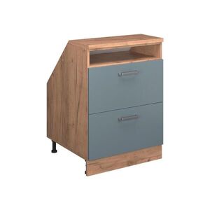 Vicco KUCHYŇSKÁ SKŘÍŇKA POD ŠIKMOU STŘECHU R-Line Modrošedá 60 cm se 2 zásuvkami, korpus skříně hloubka 60 cm obraz
