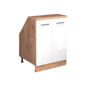 Vicco KUCHYŇSKÁ SKŘÍŇKA POD ŠIKMOU STŘECHU R-Line Bílá vysoký lesk 60 cm se 2 dveřmi, korpus skříně hloubka 60 cm obraz