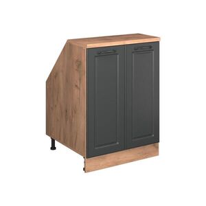 Vicco KUCHYŇSKÁ SKŘÍŇKA POD ŠIKMOU STŘECHU R-Line Antracitový venkovský dům 60 cm se 2 dveřmi, korpus skříně hloubka 60 cm obraz
