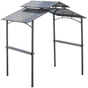 Outsunny GRILOVACÍ PAVILON s protipožární střechou 2, 5 x 1, 5 m BBQ pavilon se 2 policemi ocel PC obraz
