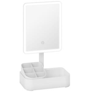HOMCOM LED kosmetické zrcadlo plast sklo bílé obraz
