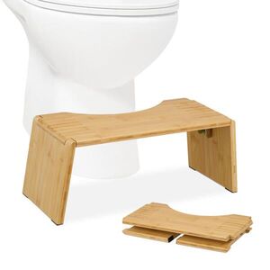 Relaxdays STUPÁTKO Přírodní bambus skládací k WC obraz