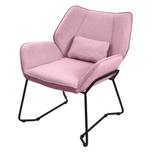ML-DESIGN KŘESLO do obývacího pokoje, růžové, z látky, relaxační křeslo s bederním polštářem a područkami obraz