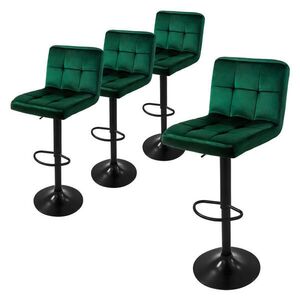 ML-DESIGN SADA 4 barových stoliček, zelené, sametové, výškově nastavitelné/otočné obraz