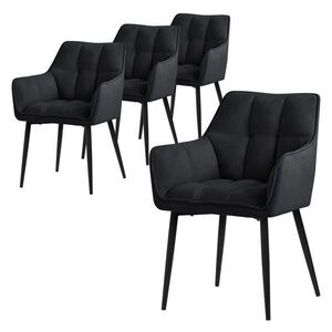 ML-DESIGN JÍDELNÍ ŽIDLE, SADA 4 KS, černá froté látka obraz