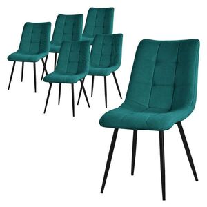 ML-DESIGN JÍDELNÍ ŽIDLE 6KS SADA Petrol látkové potahy obraz