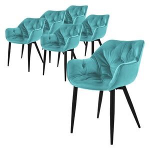 ML-DESIGN JÍDELNÍ ŽIDLE, sada 6 ks, petrol, samet obraz