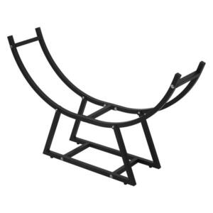 ML-DESIGN POLIČKA NA DŘEVO DO KRBU 55x94x21 cm, černá, z kovu, pro vnitřní i venkovní použití, ve tvaru písmene U obraz