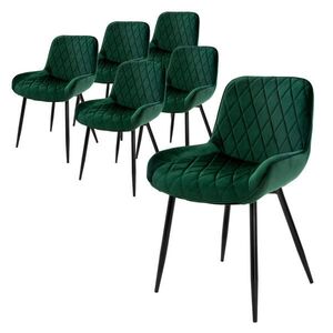 ML-DESIGN JÍDELNÍ ŽIDLE, SADA 6 KS, tmavě zelený samet obraz