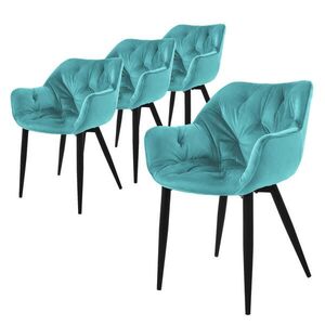 ML-DESIGN JÍDELNÍ ŽIDLE, sada 4 ks, petrolový samet obraz