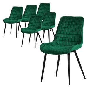 ML-DESIGN JÍDELNÍ ŽIDLE, SADA 6 KS, tmavě zelený samet obraz