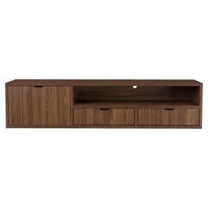 Beautysofa NÍZKÁ visící komoda Evron se 2 zásuvkami a 1 dvířky, 150 cm, ořech obraz