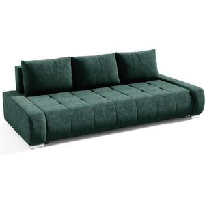 Beautysofa ROZKLÁDACÍ pohovka Draco 3místná, s úložným prostorem, tmavě zelená obraz