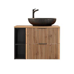Petits-meubles UMYVADLO 80.6cm Gaia Dubové dřevo a černá barva obraz