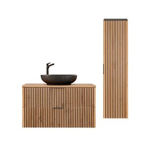 Petits-meubles KOUPELNOVÝ NÁBYTEK 100.6cm Gaia 2er-Set Dubové dřevo a černá barva obraz