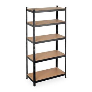 Relaxdays REGÁL černý ocel 5 polic 180 cm obraz