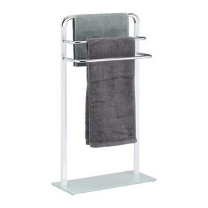 Relaxdays STOJÁN NA RUČNÍKY Bílá Stříbrná volně stojící 80 cm obraz