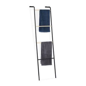 Relaxdays ŽEBŘÍK na ručníky černý kov 4-příčkový 160 cm obraz