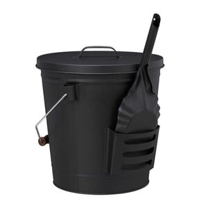 Relaxdays KÝBL Černý na popel z oceli s víkem a lopatkou 19 l obraz