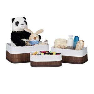 Relaxdays KOŠÍK Hnědá 3dílný-Set bambus obraz