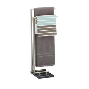 Relaxdays STOJAN Černý na ručníky ocel 2 tyče obraz