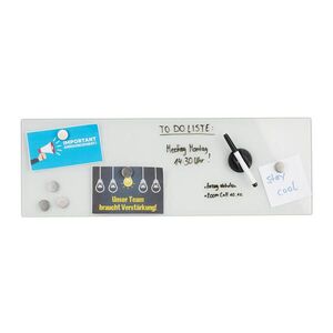 Relaxdays TABULE Bílá magnetická skleněná 20x60 cm s 6 magnety obraz